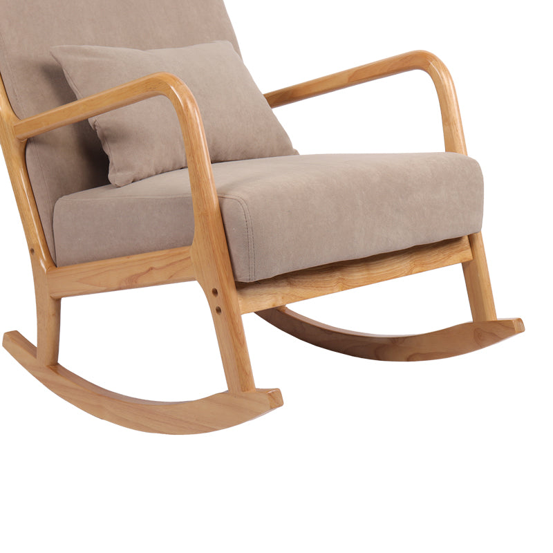 Κουνιστή πολυθρόνα Edeldy  γκρι-μπεζ ύφασμα με πόδι σε φυσική απόχρωση 102x66x99εκ - Pakobazaar