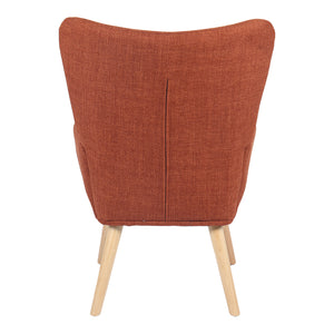 Πολυθρόνα-μπερζέρα Gerlina  terracotta ύφασμα με πόδι σε φυσική απόχρωση 71x64x94εκ - Pakobazaar