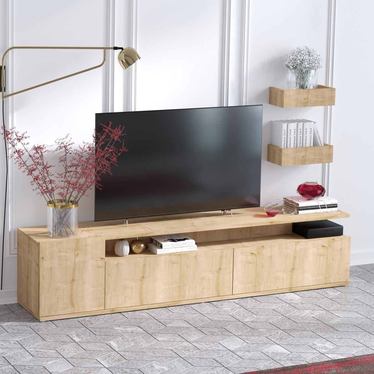 Σύνθεση Τηλεόρασης Galini Δρυς 180x35x45 εκ. Μελαμίνης