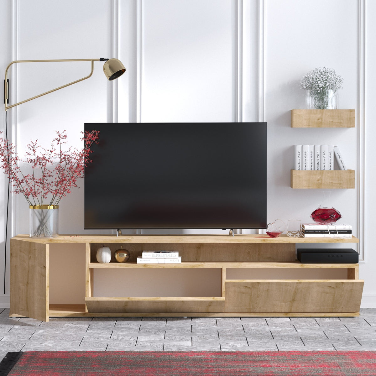 Σύνθεση Τηλεόρασης Galini Δρυς 180x35x45 εκ. Μελαμίνης