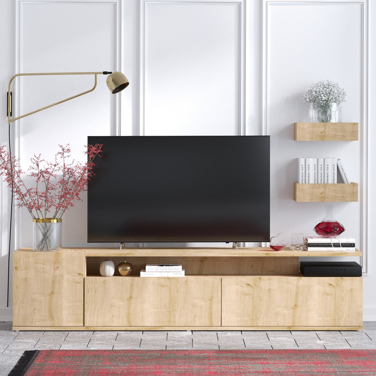Σύνθεση Τηλεόρασης Galini Δρυς 180x35x45 εκ. Μελαμίνης