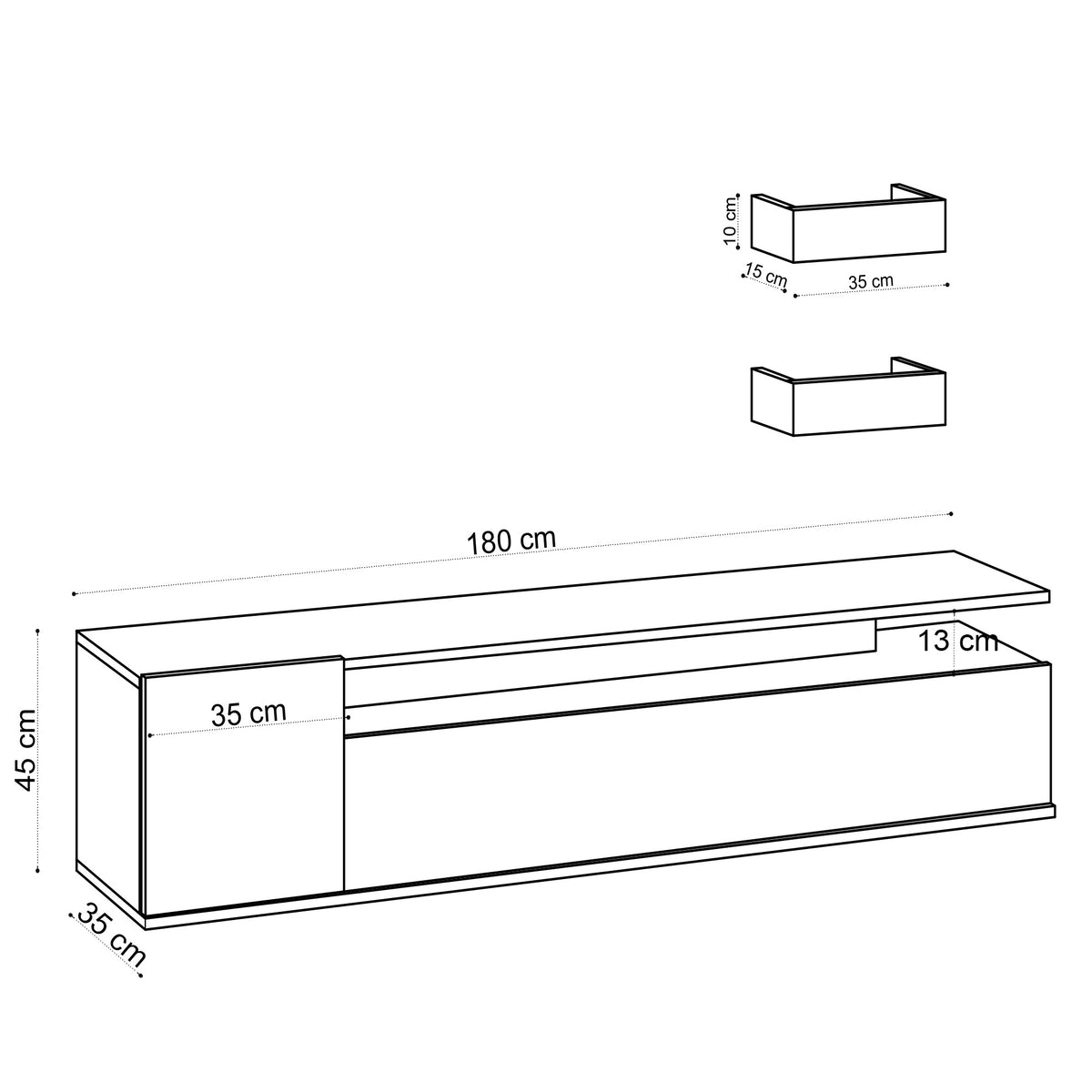 Σύνθεση Τηλεόρασης Galini Δρυς 180x35x45 εκ. Μελαμίνης