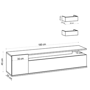 Σύνθεση Τηλεόρασης Galini Δρυς 180x35x45 εκ. Μελαμίνης