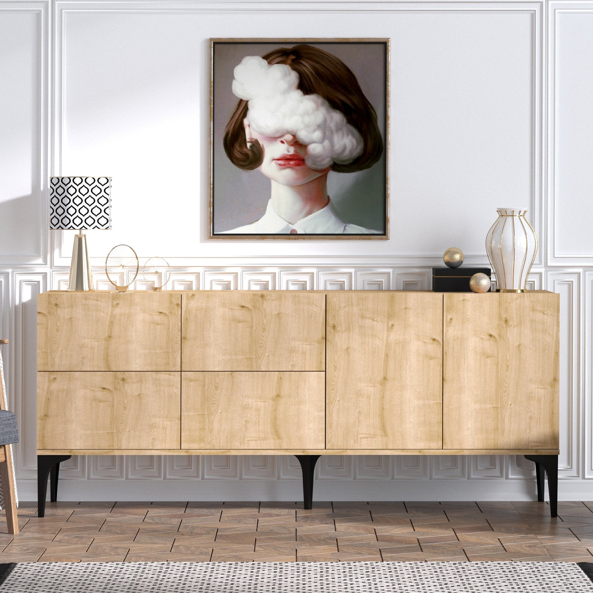 Κονσόλα Myriokefala Με Ράφια Δρυς Sapphire 180x40x80 εκ. Μελαμίνης