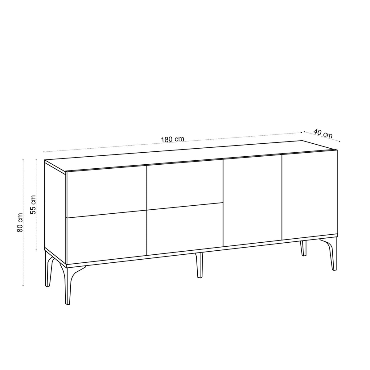 Κονσόλα Myriokefala Με Ράφια Δρυς Sapphire 180x40x80 εκ. Μελαμίνης
