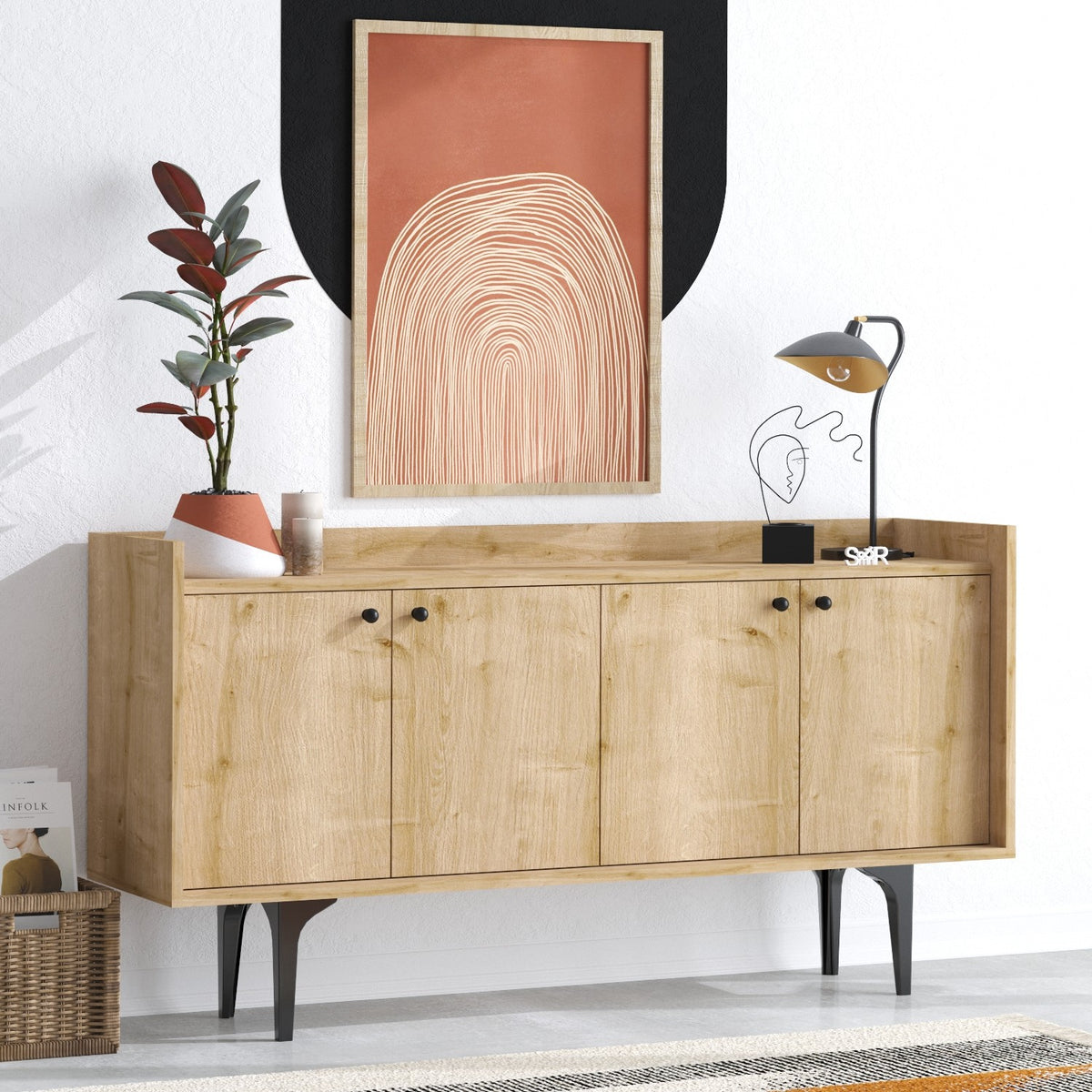 Κονσόλα Chordaki Δρυς Sapphire 150x40x80 εκ. Μελαμίνης