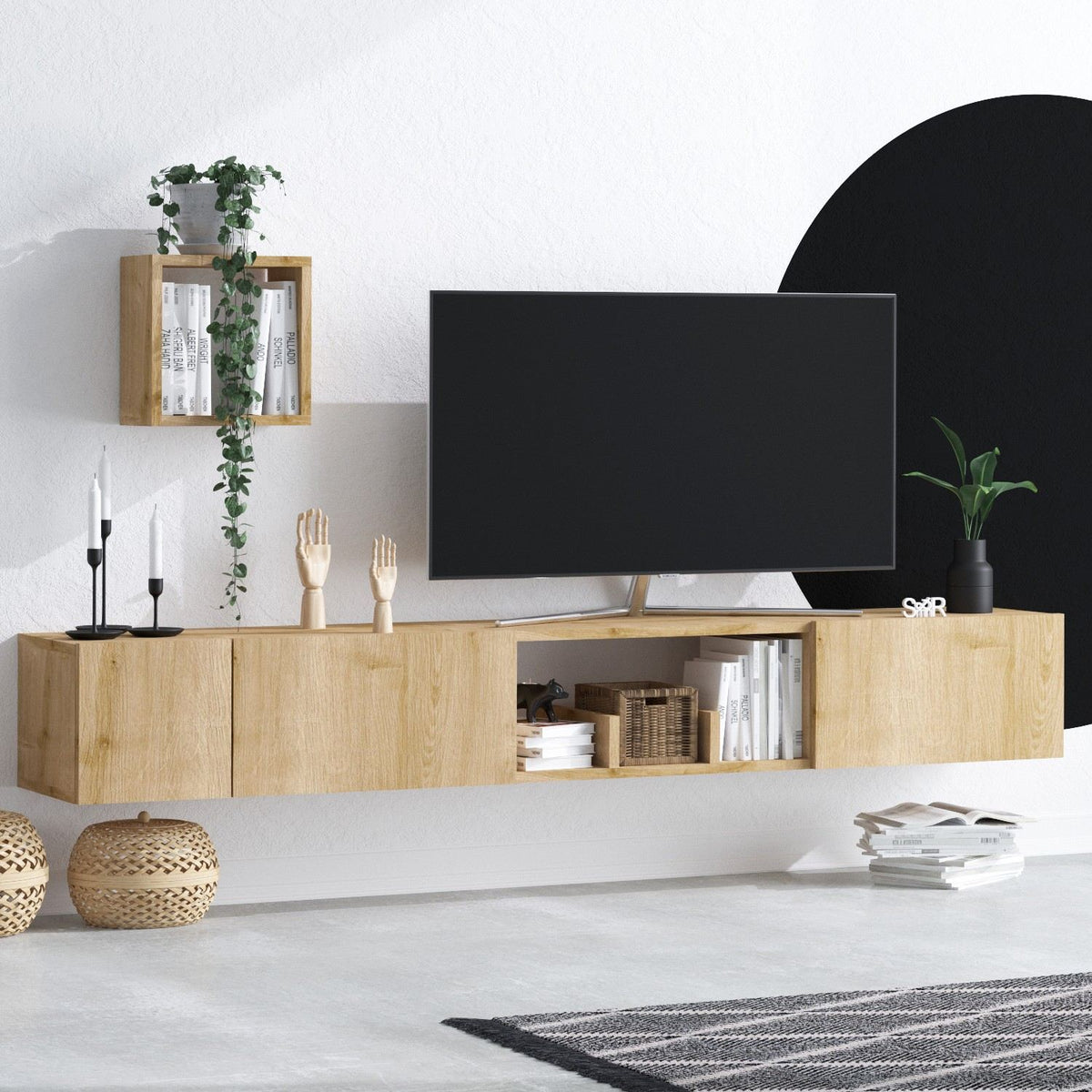 Σύνθεση Τηλεόρασης Asigonia Δρυς Sapphire 180x32x25 εκ. Μελαμίνης
