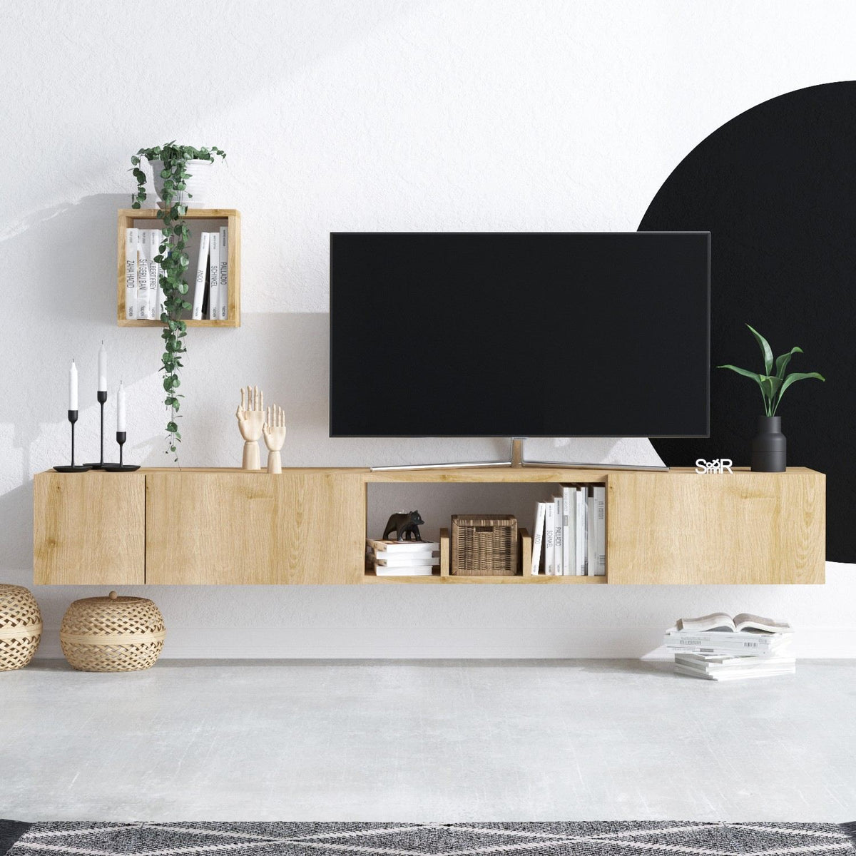 Σύνθεση Τηλεόρασης Asigonia Δρυς Sapphire 180x32x25 εκ. Μελαμίνης