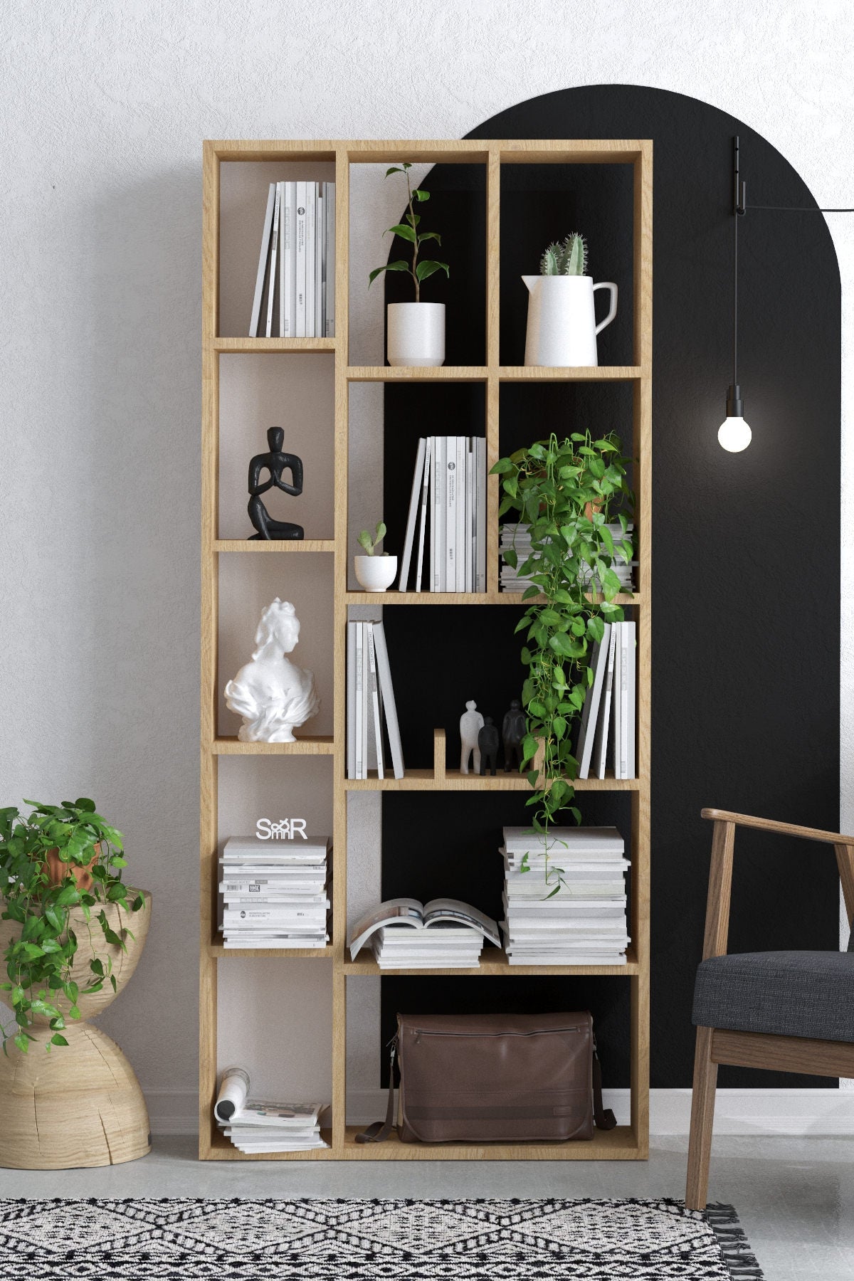 Βιβλιοθήκη Zoodochos Δρυς Sapphire 75x18x170 εκ. Μελαμίνης