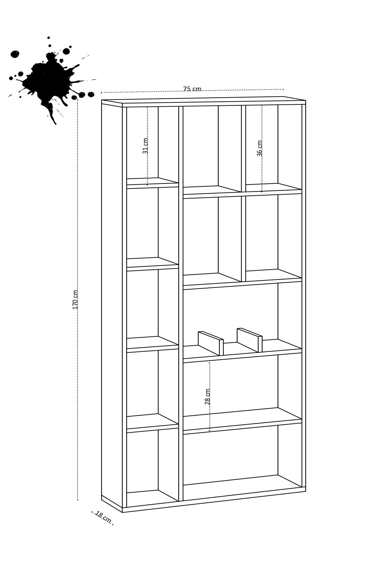 Βιβλιοθήκη Zoodochos Δρυς Sapphire 75x18x170 εκ. Μελαμίνης