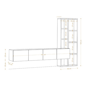 Σύνθεση Τηλεόρασης Alones Λευκό - Δρυς 182x32x25 εκ. Μελαμίνης