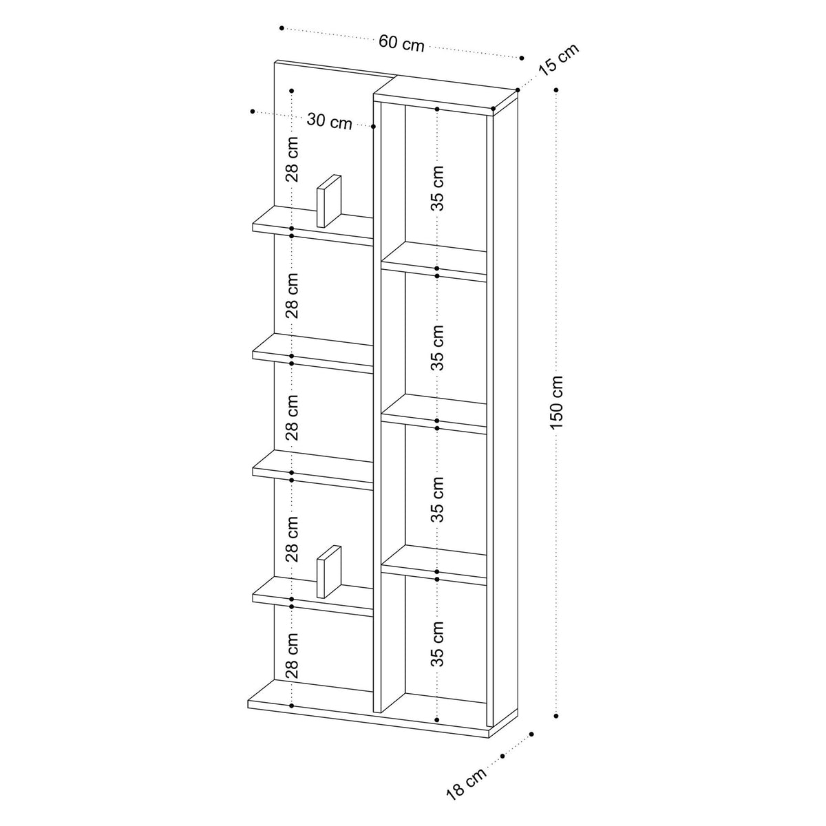 Βιβλιοθήκη Andros Δρυς 60x18x150 εκ. Μελαμίνης