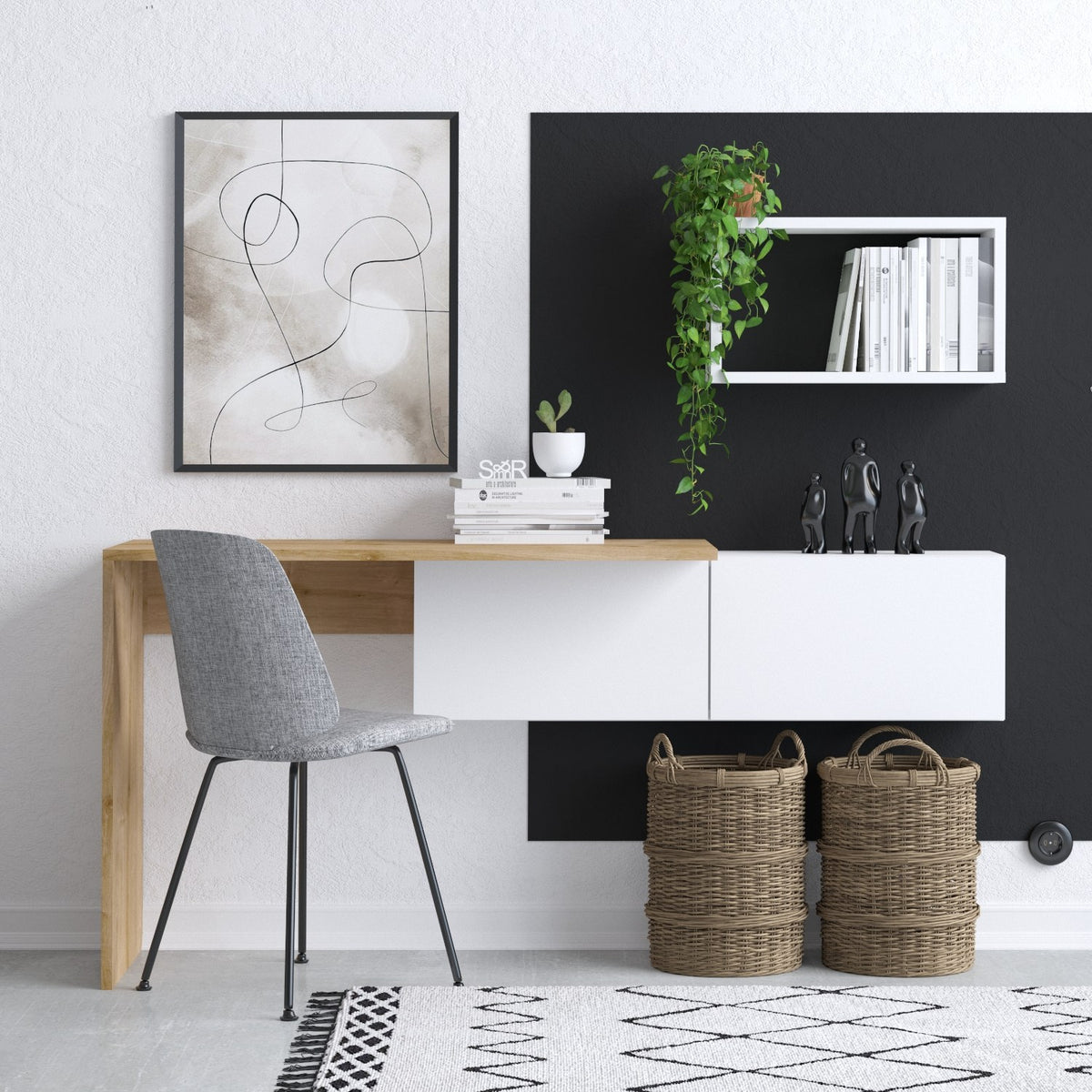 Γραφείο Milies Λευκό - Δρυς 145x45x74 εκ. Μελαμίνης