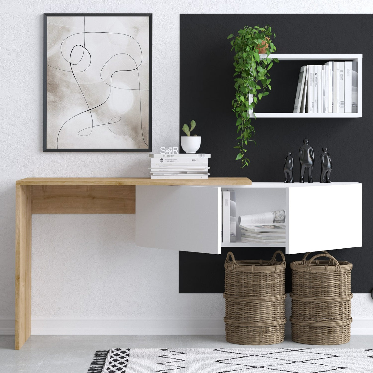 Γραφείο Milies Λευκό - Δρυς 145x45x74 εκ. Μελαμίνης