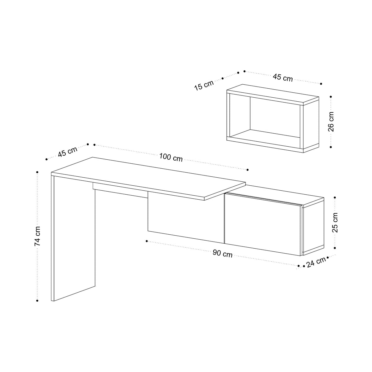 Γραφείο Milies Λευκό - Δρυς 145x45x74 εκ. Μελαμίνης