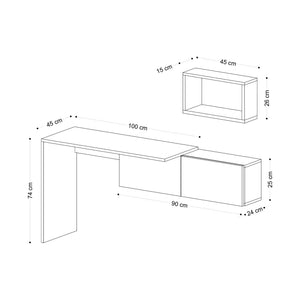 Γραφείο Milies Λευκό - Δρυς 145x45x74 εκ. Μελαμίνης