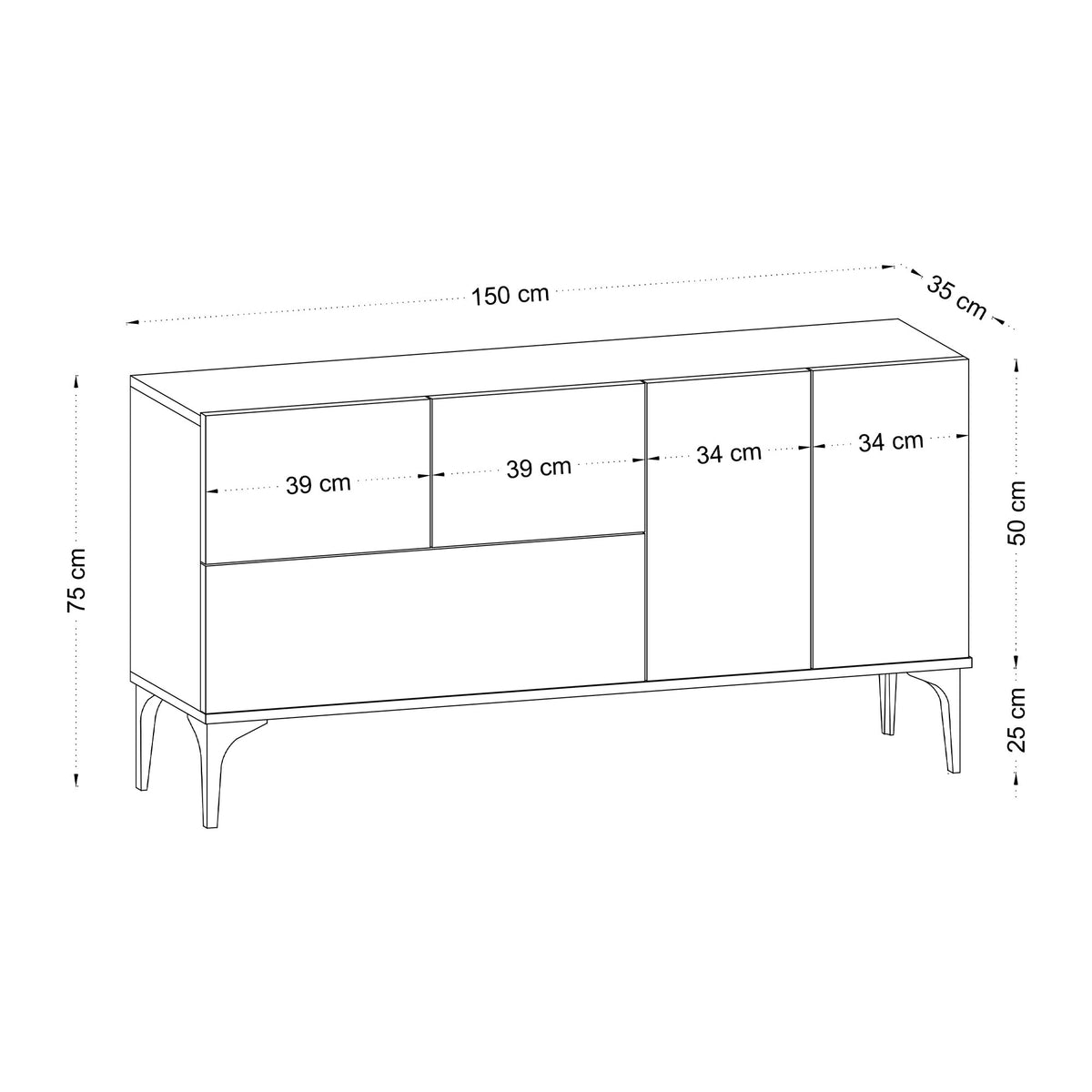 Κονσόλα Askyfou Λευκό - Μαύρο 150x35x75 εκ. Μελαμίνης