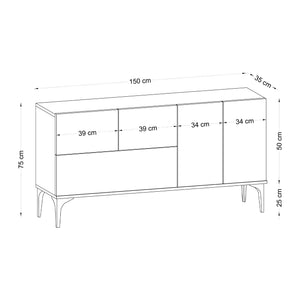 Κονσόλα Askyfou Λευκό - Μαύρο 150x35x75 εκ. Μελαμίνης