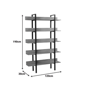Βιβλιοθήκη Boderta  σε sonoma-μαύρη απόχρωση 120x30x190εκ - Pakobazaar