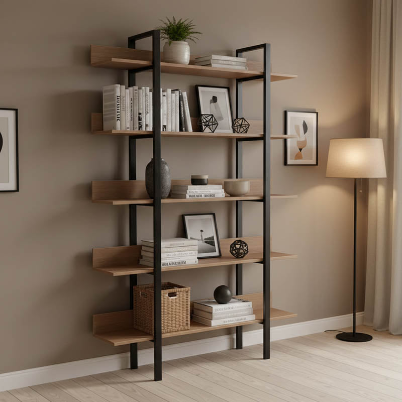Βιβλιοθήκη Boderta  σε sonoma-μαύρη απόχρωση 120x30x190εκ - Pakobazaar
