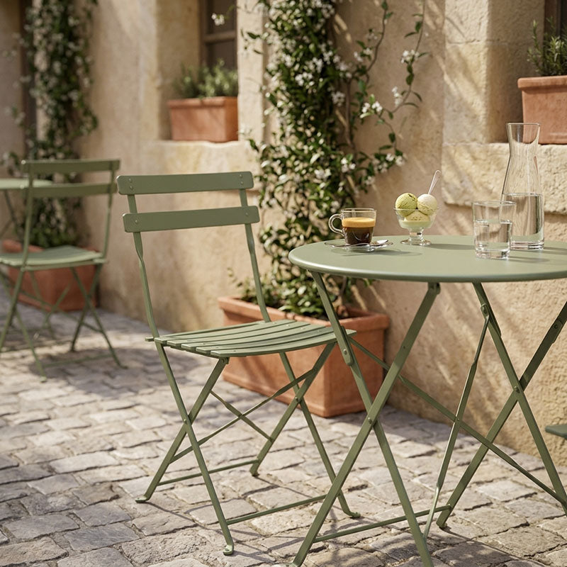 Καρέκλα Bistro  μεταλλική αναδιπλούμενη σε λαδί απόχρωση 42x46x82εκ - Pakobazaar