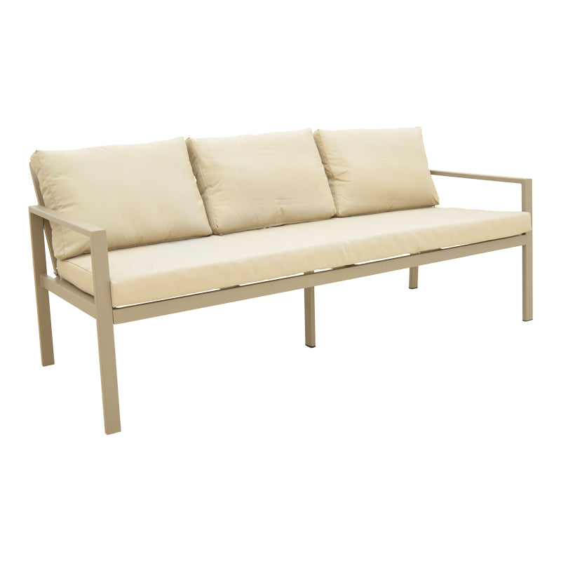 Σαλόνι Gardenly Ι  σετ 4τμχ αλουμίνιο σε απόχρωση cappuccino με γκρι-μπεζ μαξιλάρια - Pakobazaar