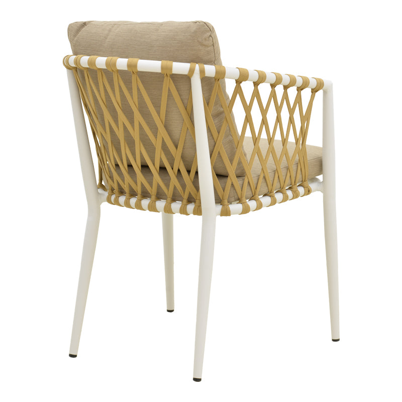 Πολυθρόνα Peluxe  αλουμίνιο λευκό-pe σχοινί φυσικό-μαξιλάρια μπεζ 57x60x78εκ - Pakobazaar