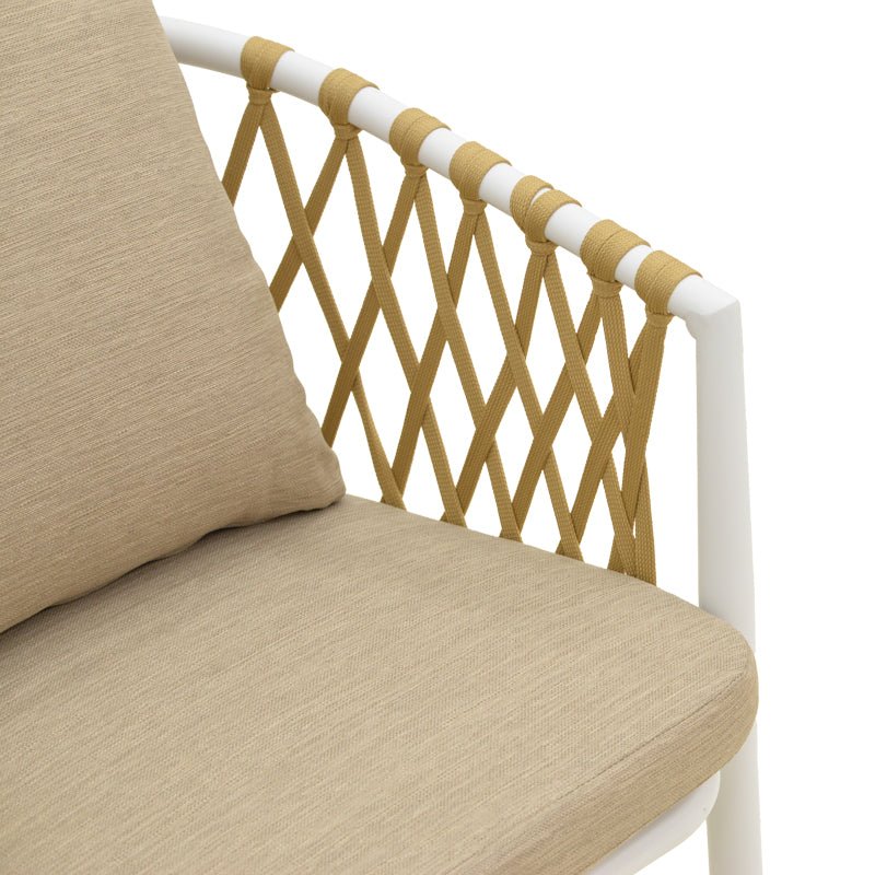 Πολυθρόνα Peluxe  αλουμίνιο λευκό-pe σχοινί φυσικό-μαξιλάρια μπεζ 57x60x78εκ - Pakobazaar