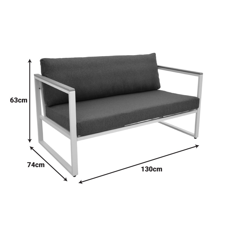 Καναπές διθέσιος Aurelio  μαύρο μέταλλο με μαύρα μαξιλάρια 130x74x63εκ