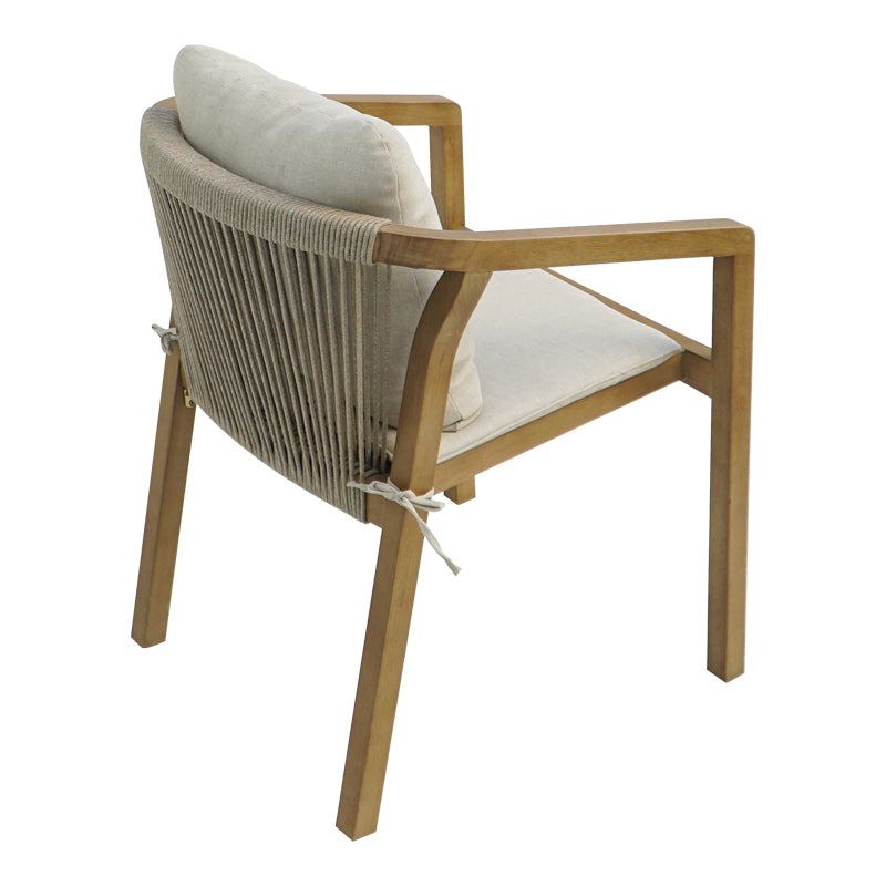 Πολυθρόνα Malibu II  μασίφ ξύλο ακακίας-ύφασμα σε φυσική-μπεζ απόχρωση 58x63x74εκ