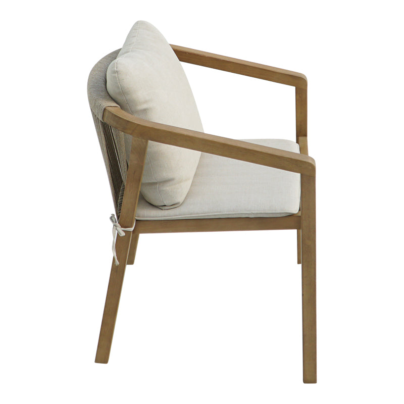 Πολυθρόνα Malibu II  μασίφ ξύλο ακακίας-ύφασμα σε φυσική-μπεζ απόχρωση 58x63x74εκ