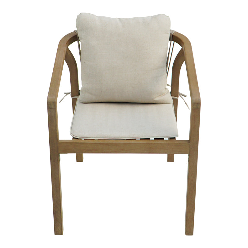 Πολυθρόνα Malibu II  μασίφ ξύλο ακακίας-ύφασμα σε φυσική-μπεζ απόχρωση 58x63x74εκ