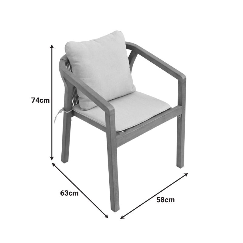Πολυθρόνα Malibu II  μασίφ ξύλο ακακίας-ύφασμα σε φυσική-μπεζ απόχρωση 58x63x74εκ