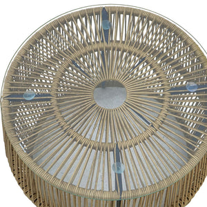 Τραπέζι Adela  pe wicker-γυαλί σε φυσική απόχρωση Φ47x38εκ - Pakobazaar
