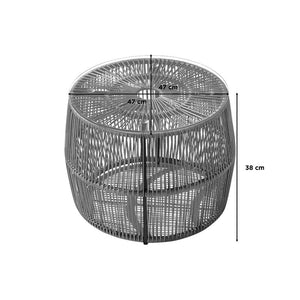 Τραπέζι Adela  pe wicker-γυαλί σε φυσική απόχρωση Φ47x38εκ - Pakobazaar
