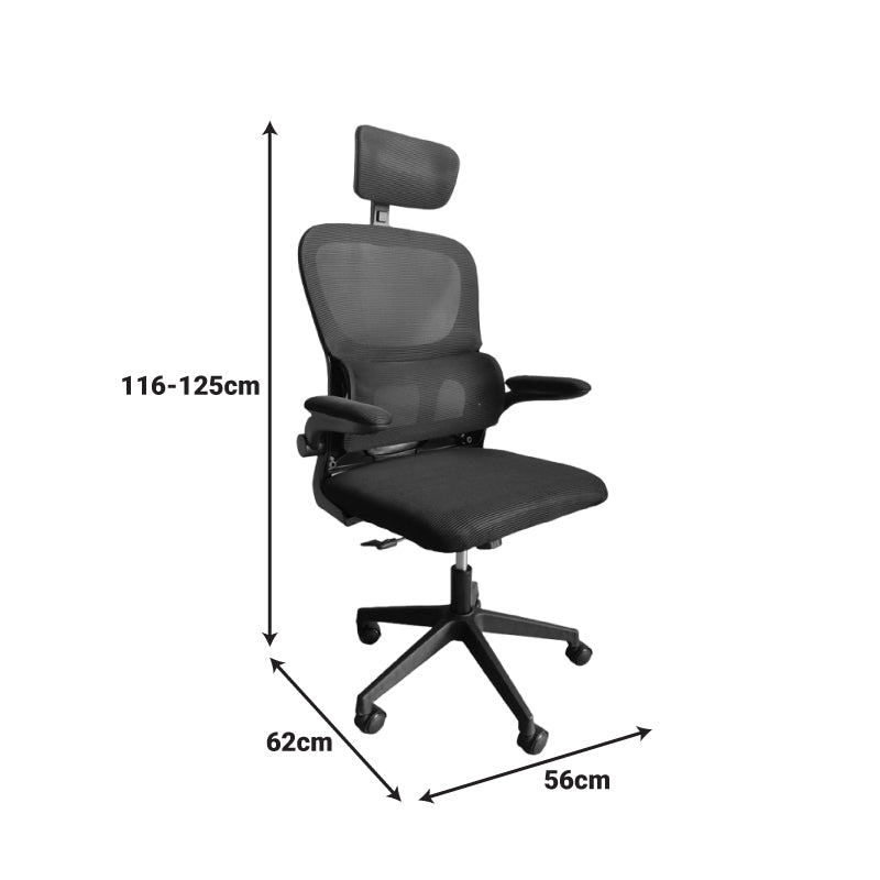 Καρέκλα γραφείου Recko  ύφασμα mesh σε μαύρη απόχρωση 64x58x123-133εκ - Pakobazaar