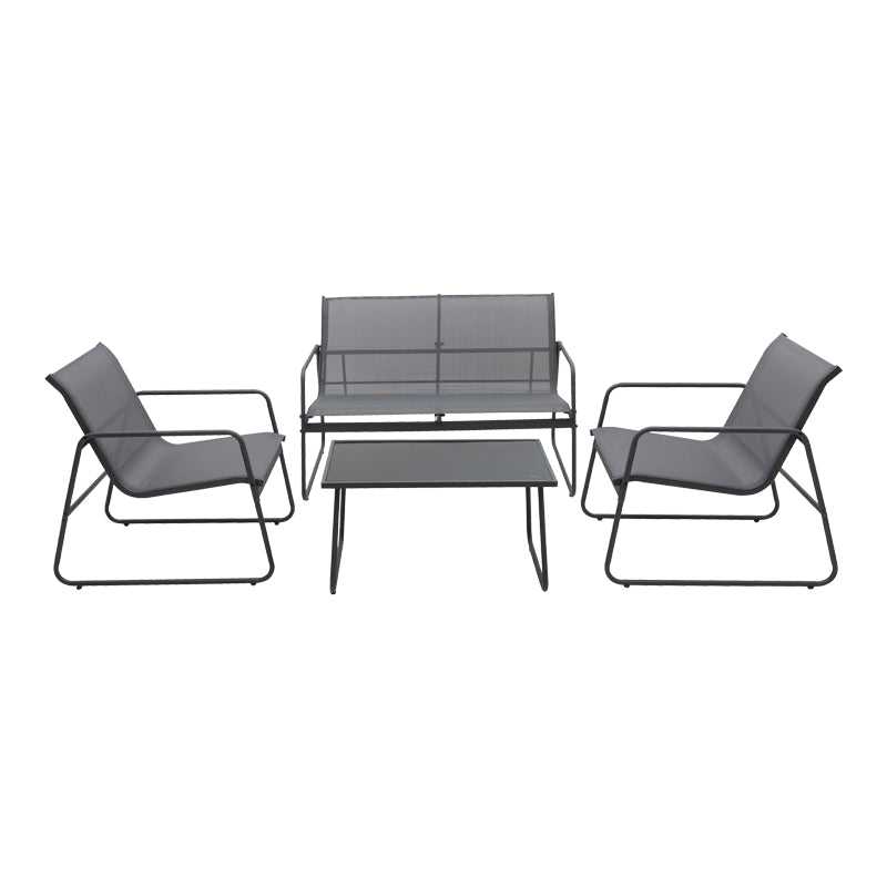 Σαλόνι εξωτερικού χώρου Veranda textilene-μέταλλο σε ανθρακί απόχρωση - Pakobazaar