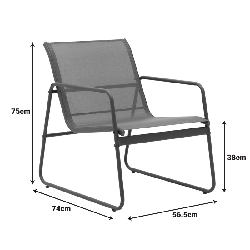 Σαλόνι εξωτερικού χώρου Veranda textilene-μέταλλο σε ανθρακί απόχρωση - Pakobazaar