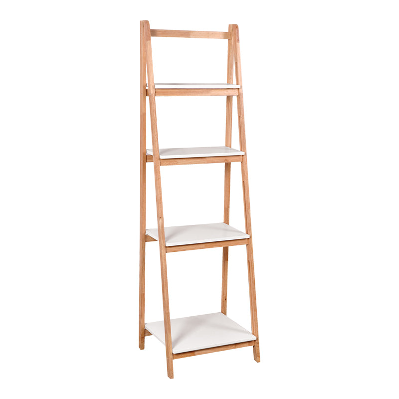 Ραφιέρα δαπέδου Benwen  πτυσσόμενη rubberwood-mdf σε λευκή-φυσική απόχρωση 42x34.5x140εκ - Pakobazaar