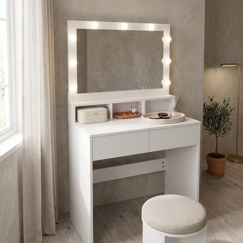 Τουαλέτα κρεβατοκάμαρας Vanity  με led λευκό 80x40x140εκ - Pakobazaar