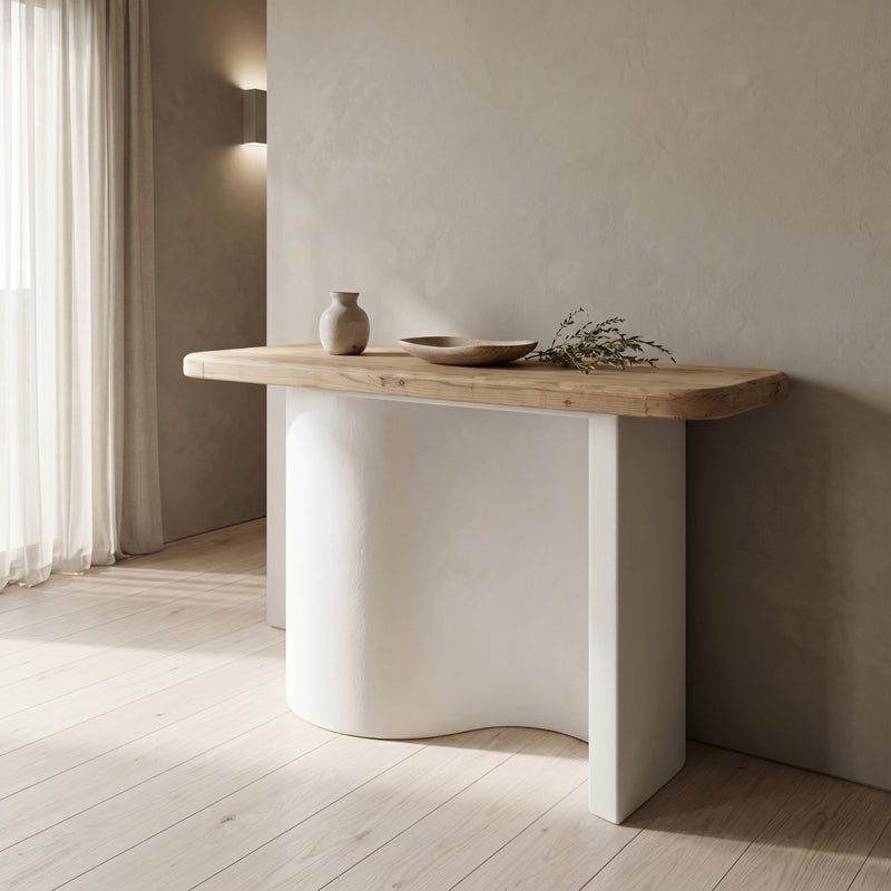 Κονσόλα Jeckie  ξύλο ελάτου-mdf oak-λευκό 120x38x80εκ - Pakobazaar
