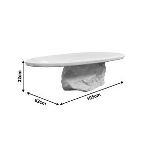 Τραπέζι σαλονιού Zinol  mdf-polyresin λευκό 105x62x32εκ - Pakobazaar