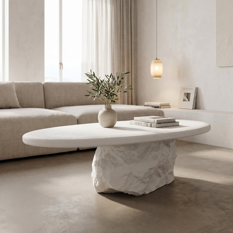 Τραπέζι σαλονιού Zinol  mdf-polyresin λευκό 105x62x32εκ - Pakobazaar