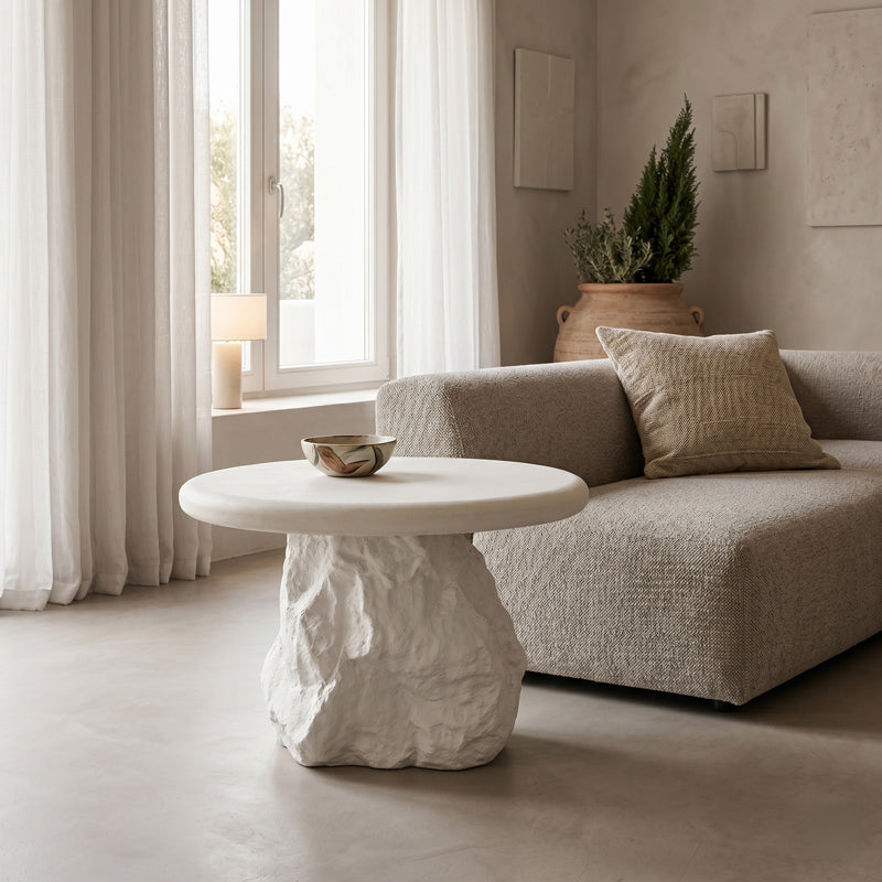 Βοηθητικό τραπέζι Zinol  mdf-polyresin λευκό Φ58x41εκ - Pakobazaar
