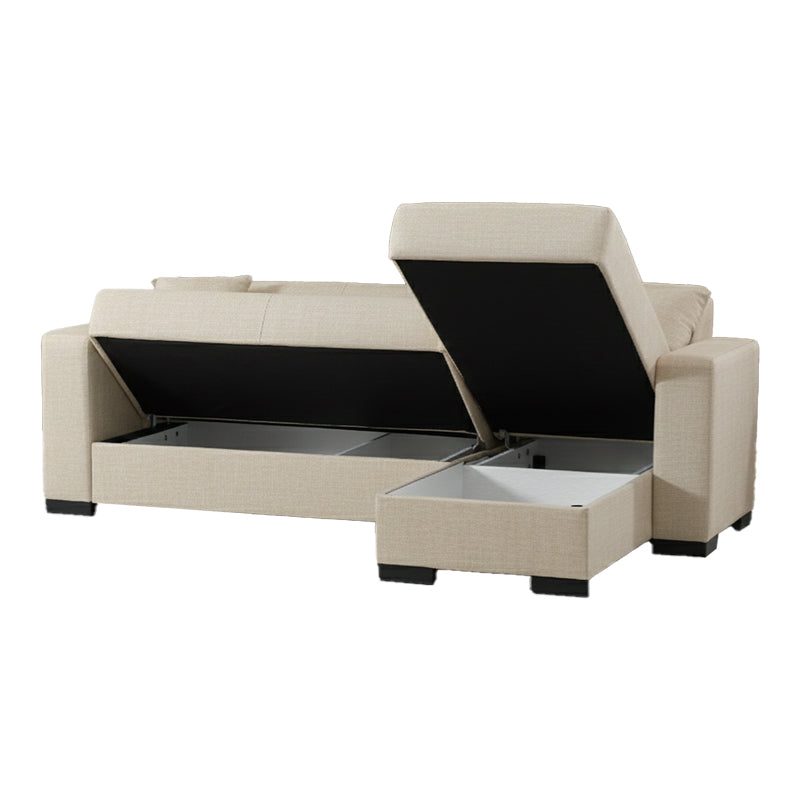 Γωνιακός καναπές-κρεβάτι αναστρέψιμος Dumma  ύφασμα κρεμ 226x148x86εκ - Image 3