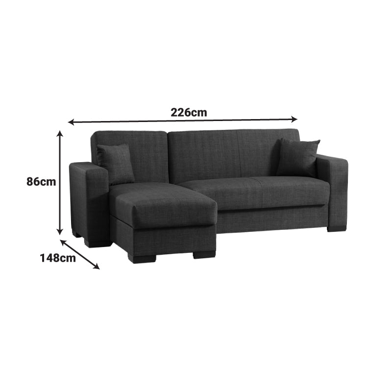 Γωνιακός καναπές-κρεβάτι αναστρέψιμος Dumma  ύφασμα κρεμ 226x148x86εκ - Image 6