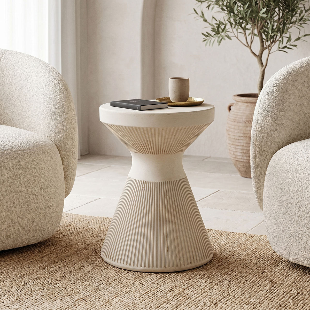Βοηθητικό τραπέζι Vartio  MGO κρέμ Φ49x66εκ - Pakobazaar