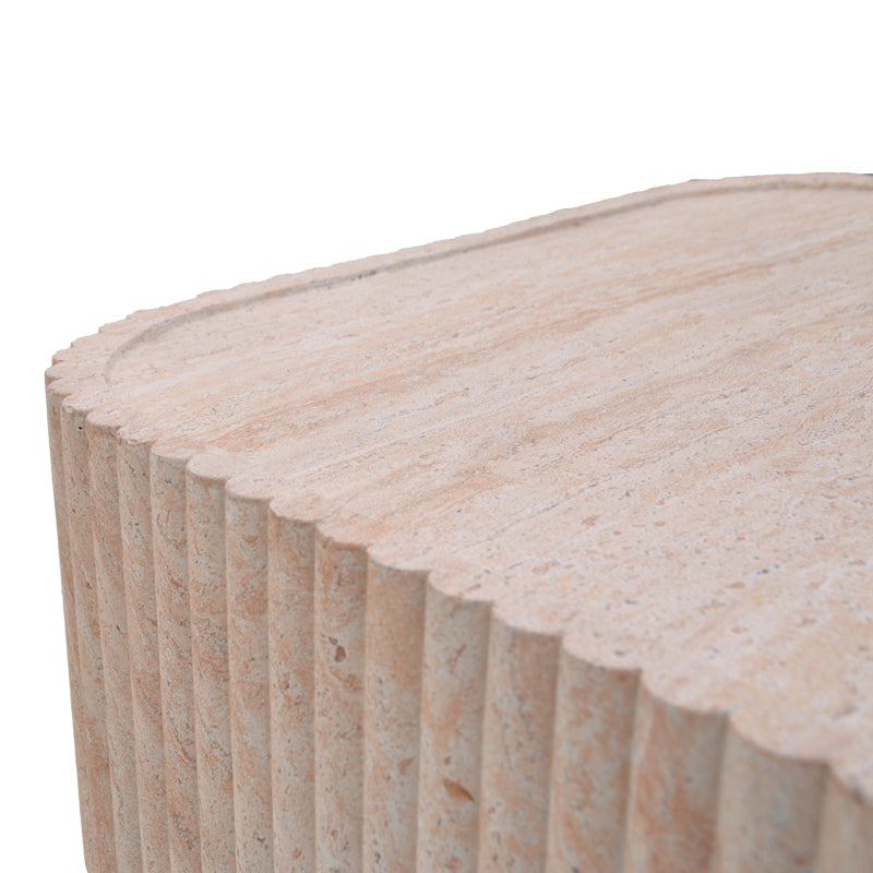 Τραπέζι σαλονιού Doric  MGO όψη τραβερτίνας 80x80x38εκ - Pakobazaar