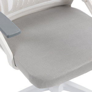 Καρέκλα γραφείου εργασίας Penza  λευκή - mesh γκρι 48x58x92-102εκ - Pakobazaar