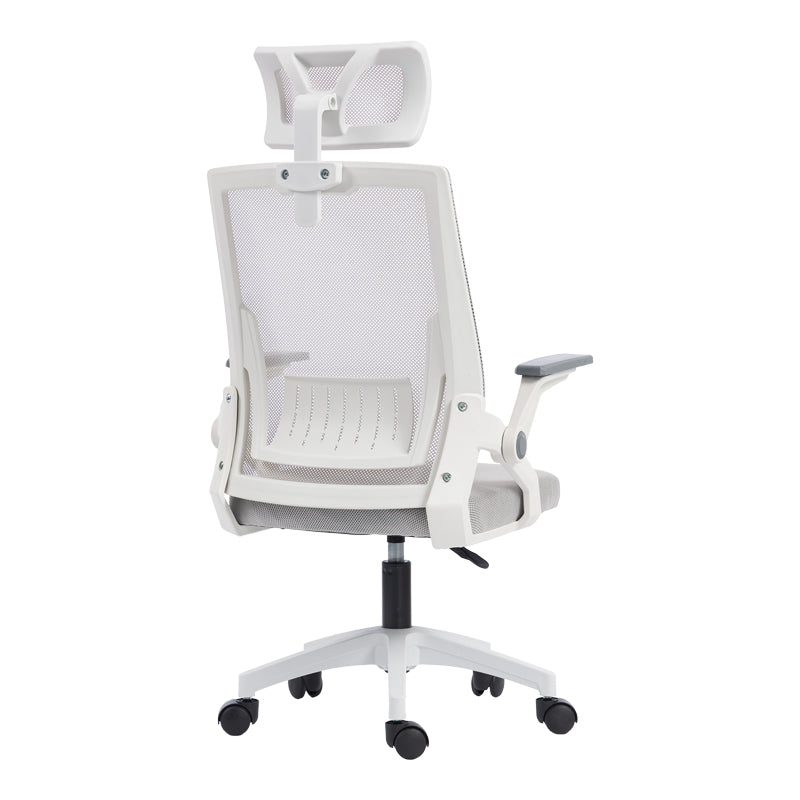 Καρέκλα γραφείου Plymot  λευκή - mesh γκρι 48x58x112-122εκ - Pakobazaar